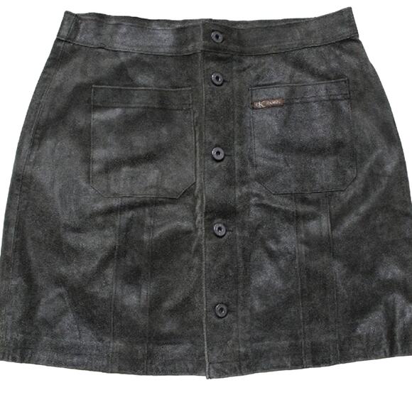 Calvin Klein Khakis Vintage Leather Skirt NEW - Picture 3 of 4